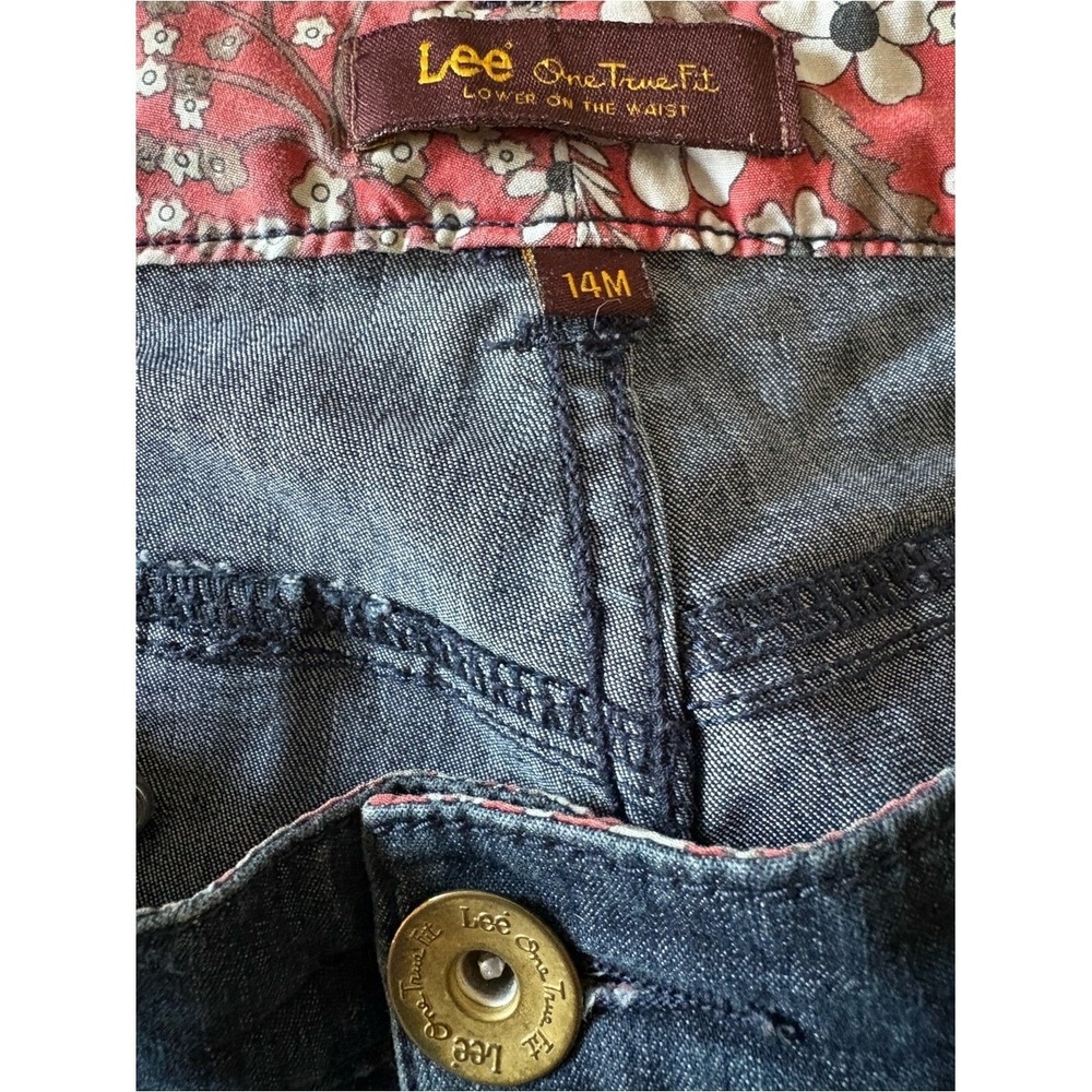 Lee One True Fit Dark Wash Wide Leg Crop Jeans Size 14 - Picture 4 of 6
